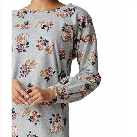 Matilda Jane Floral Sweatshirt XS Gray Mini Dress Sweater Perfectly Cozy Top - Picture 7 of 13
